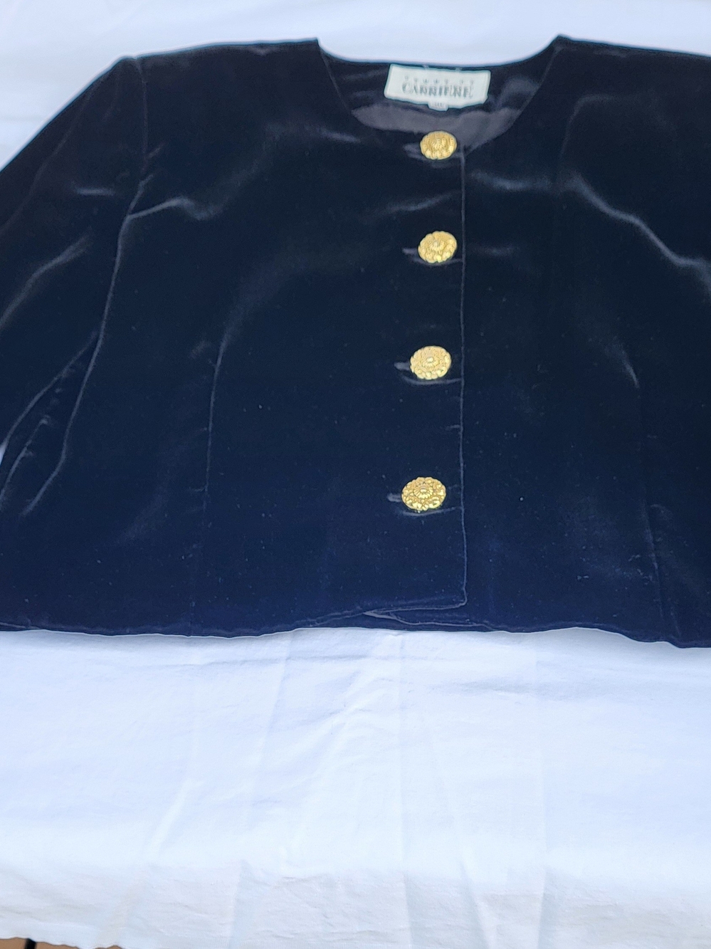 Femme De Carriere Black Velvet Blazer with Gold Buttons And Matching Skirt